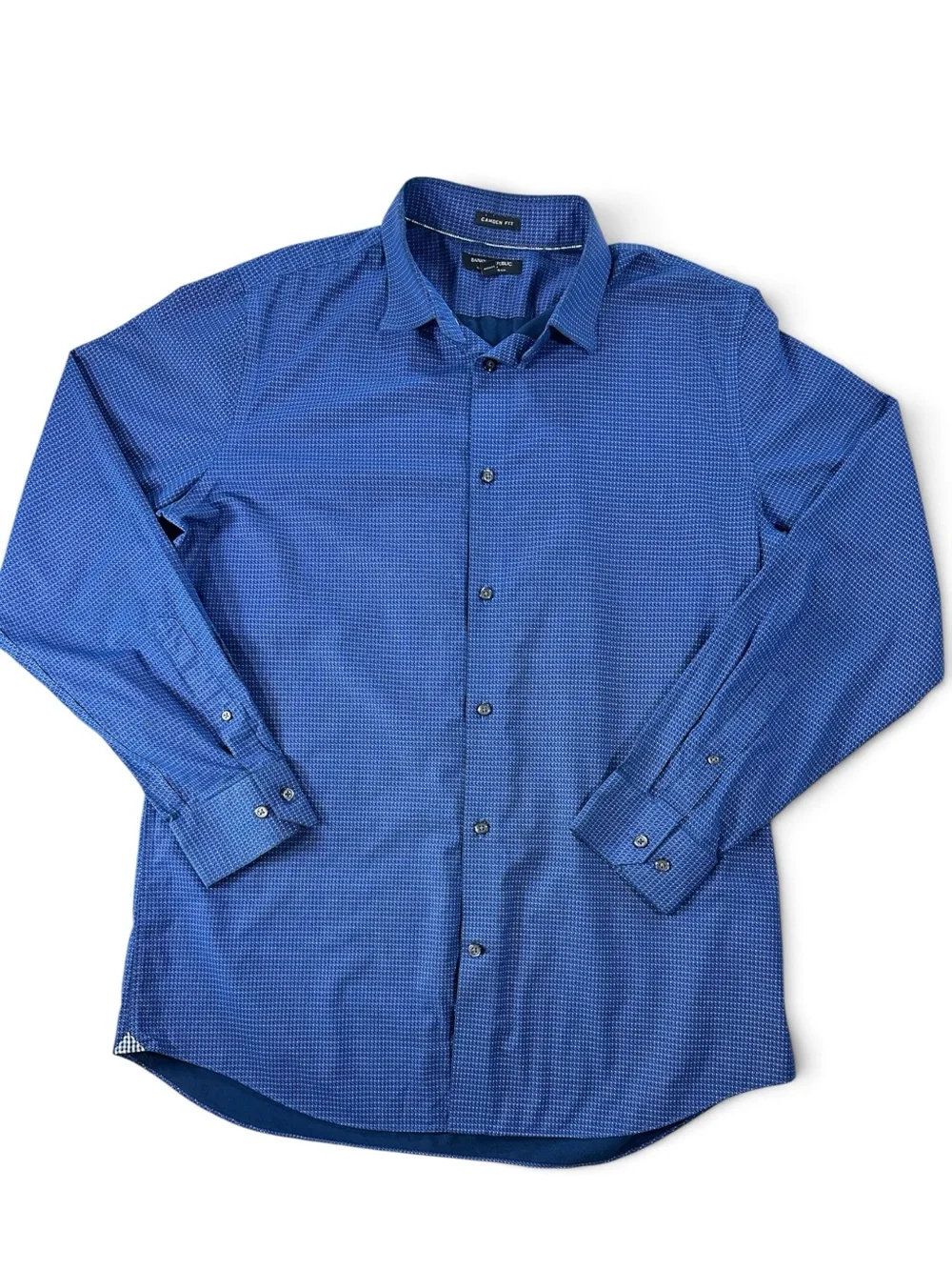 Banana Republic Men's Royal Blue Micro-Pattern Dress Shirt 16 32/33